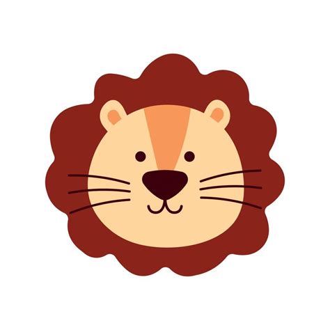 Cute Lion Head Wild Animal Character In Animated Cartoon Vector