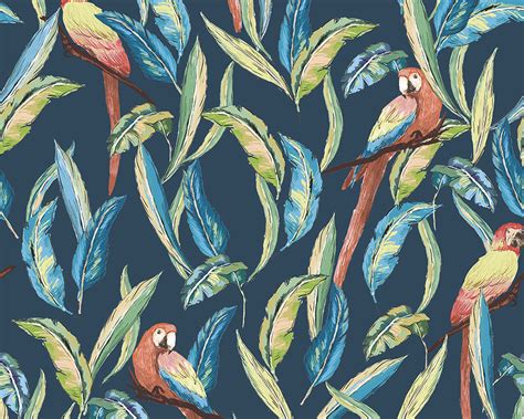 Tropical Parrot Indigomulti Wallpaper Wild Ohpopsi