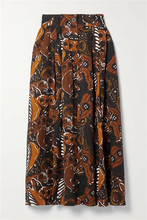 Mara Hoffman Net Sustain Tulay Pleated Printed Tencel Lyocell Midi Skirt Net A Porter