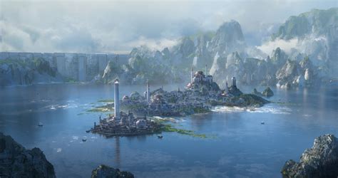 Artwork Fantasy City Fantasy Art Landscape Clouds Lake Mist Hd