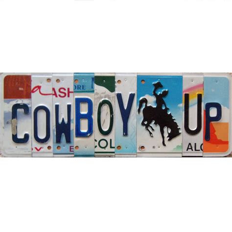 Cowboy Up Custom Made License Plate Letter Sign Etsy License Plate