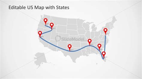 Editable Us Powerpoint Map With States And Map Pointers Slidemodel