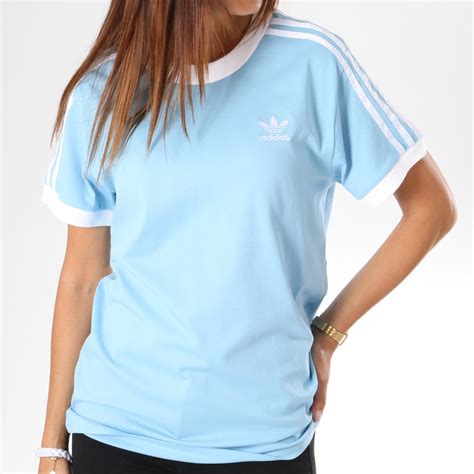 Entretien • lavage machine couleur: adidas - Tee Shirt Femme 3 Stripes DH3146 Bleu Clair ...