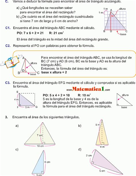 El Área Del Triangulo Ejemplos Resueltos De Cuarto De Primaria Pdf