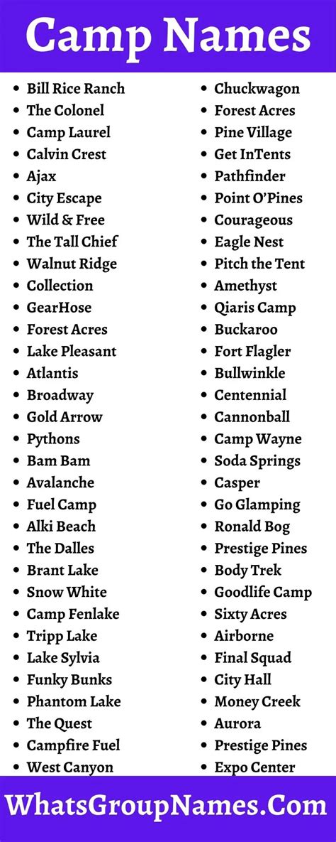 250 Camp Names Summer Cool Catchy Best And Creative