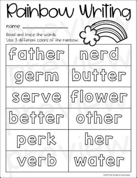R-Controlled Vowels er Word Work by First Grade ...
