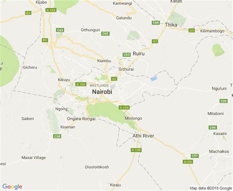 Detailed Road Map Of Nairobi Map Nairobi Detailed Map
