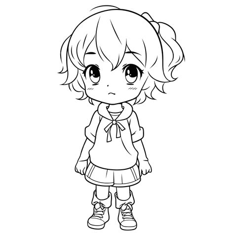 Coloring Pages Of Anime Cute Girl Outline Sketch Drawing Vector Simple
