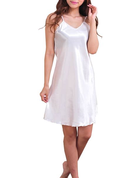 Sexytown Womens Satin Camisole Nightgown Classic Chemise Slip