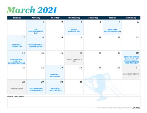 12, march 8, march 30 and april 15, 2021. A Customizable 2021 Marketing Calendar for Every Business