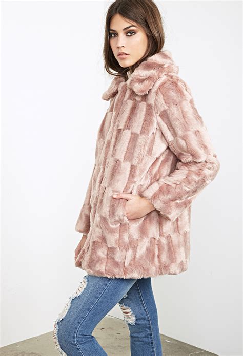 Checkered Faux Fur Coat Shopperboard