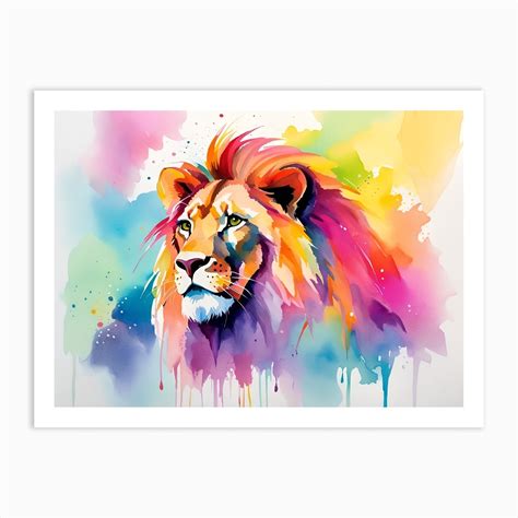 Colorful Lion Painting 5 Art Print By Noctarius Fy