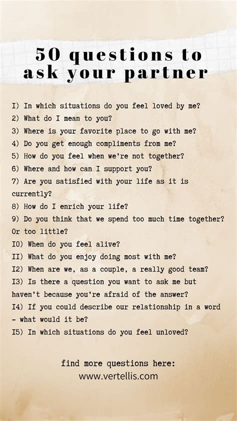 50 Questions To Ask Your Partner Intimate Questions Relationship