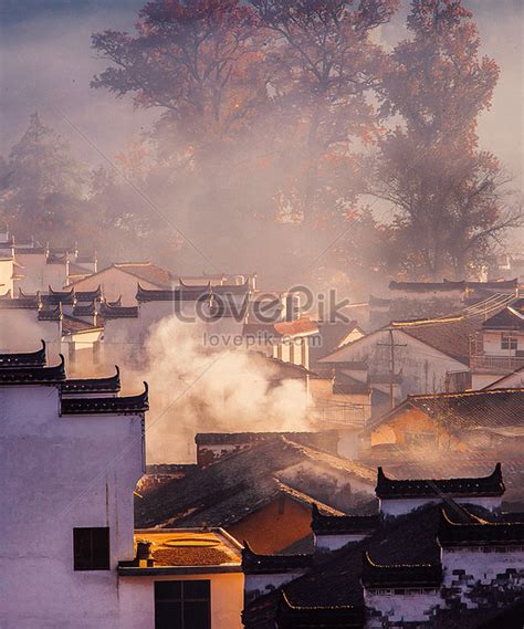 Morning Fog Landscape In Wuyuan Stone City A Mountain Village In