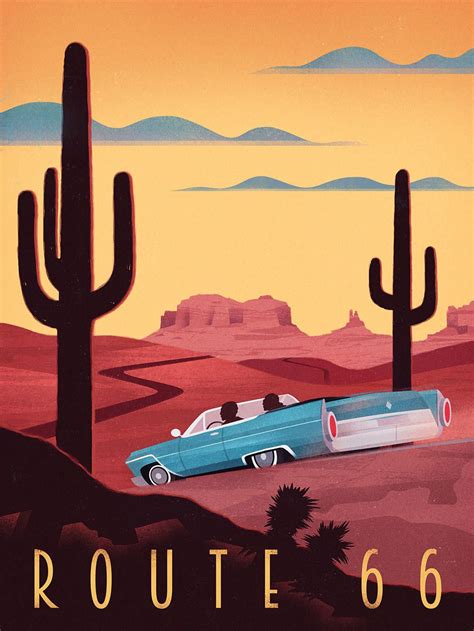 Retro Poster Route 66 Vintage Travel Etsy Retro Poster Art Deco