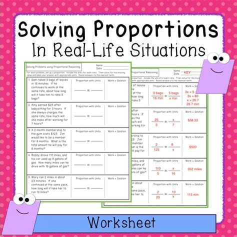 Numbers And Algebra Real World Problems With Proportions Worksheet