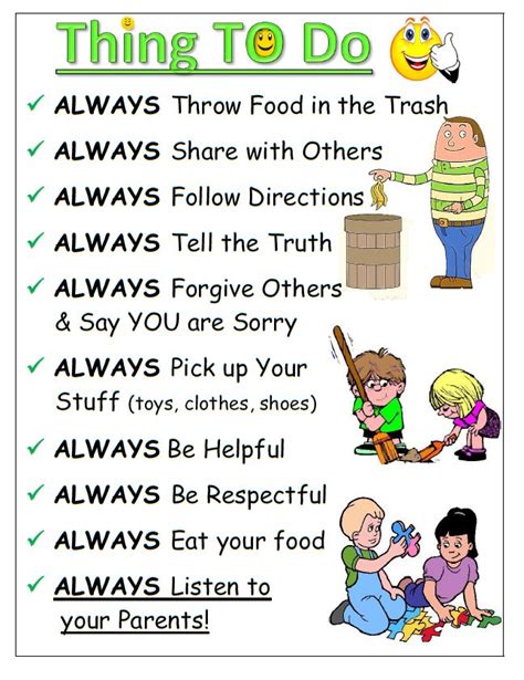 House Rules A List Of General Things Kids Are Encouraged To Do