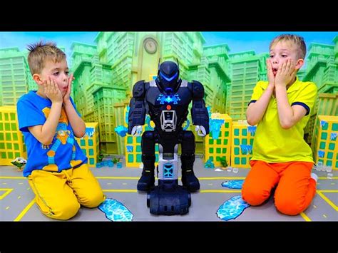 Vlad And Niki Play With Bat Tech Batbot Kids Toy And Save The City