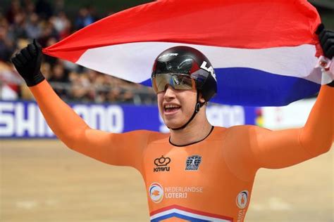 Harrie Lavreysen Netherlands Celebrates After Winning Editorial Stock