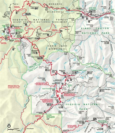 Kings Canyon National Park Sequoia And Kings Canyon National Park Map