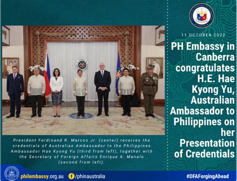 Ph Embassy In Canberra Congratulates He Hae Kyong Yu Australian