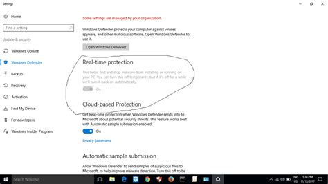 I Cant Turn On My Windows Defender Real Time Protection Microsoft