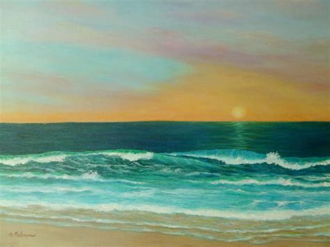 Colorful Sunset Beach Paintings Painting By Amber Palomares Fine Art