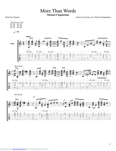 More than words (acoustic) extreme 5:38128 kbps для гитары. More Than Words guitar pro tab by Michael Chapdelaine ...