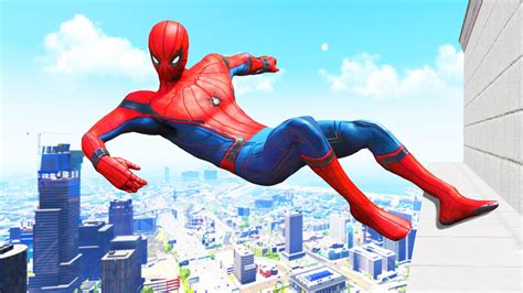 Gta 5 Spiderman Falling Off Highest Buildings Euphoria Physics