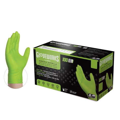 Gloveworks Hd Green Nitrile Disposable Gloves 8 Mil Xx Large 100box