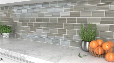 Gray Glass Subway Tile Gainsboro For Kitchen Backsplash Or Bathroom