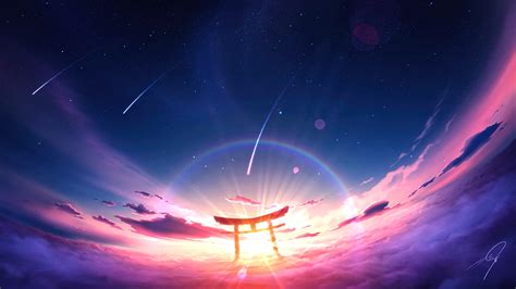 🔥 Download Sky Gate Sunset Clouds Scenery Anime Hd 4k Wallpaper By