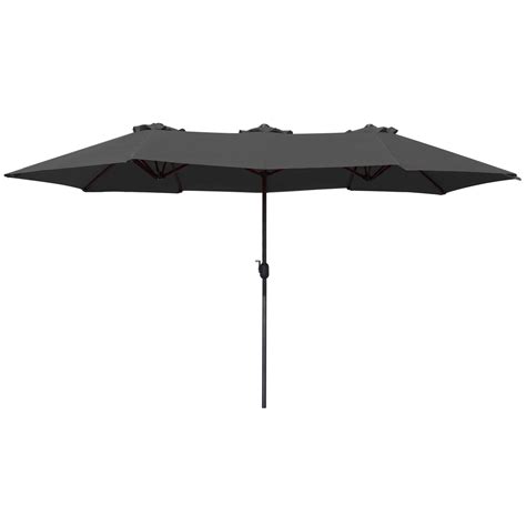 Walnew 15 Ft Black Patio Double Sided Outdoor Twin Table Umbrella