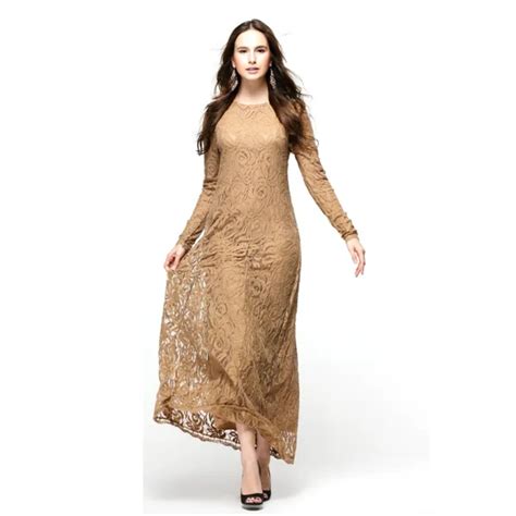 Muslim Lace Robes Dress Elegant Long Lace Dress Evening Gowns For Women Mother Of The Bride