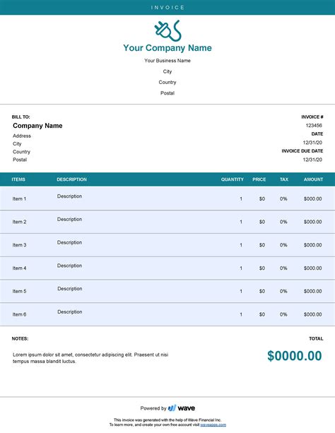 Electrical Work Invoice Template Best Free And Simple Templates For