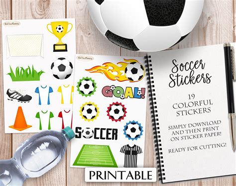 Soccer Stickers 19 Digital Printable Stickers Instant Etsy