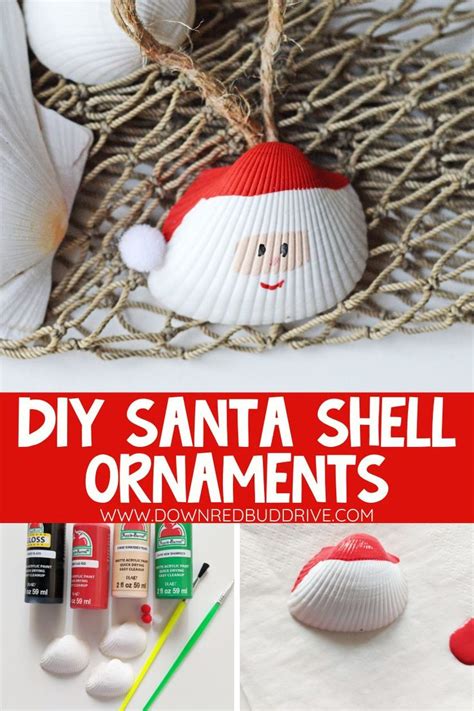 Diy Santa Shell Ornaments With Text Overlay
