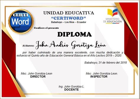 Diploma Charlotte Editable En Word Certificados E Imprimibles En