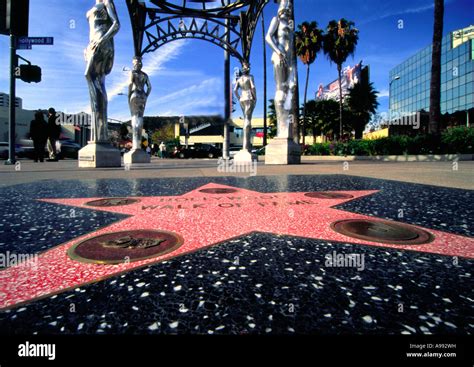 Hollywood Walk Of Fame Star In The Sidewalk And Statues On Hollywood