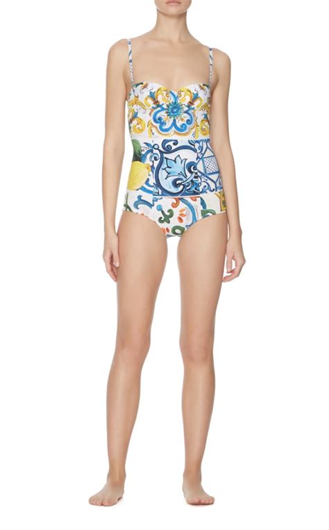 Dolce And Gabbana Fruits And Floral Sweetheart One Piece Swimsuit Best