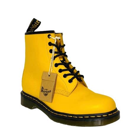 Dr Martens 1460 Yellow Leather 8 Eye Combat Boot 9 In 2021 Grey