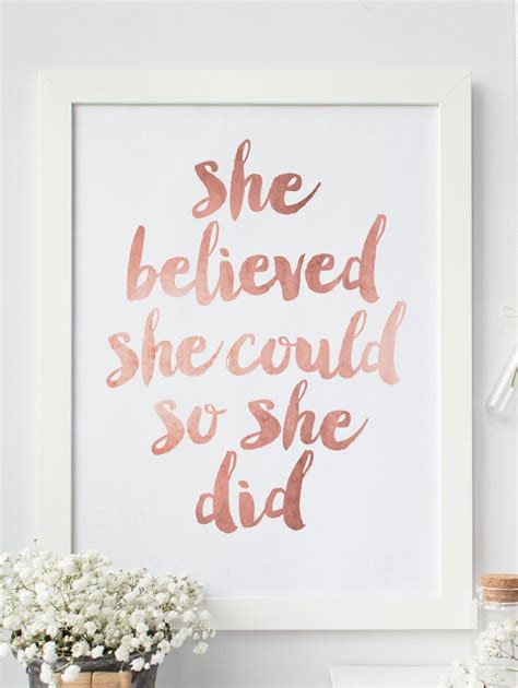 A knock sounded on his bedroom wall.black, he called. Inspirational Print "She Believed She Could So She Did ...