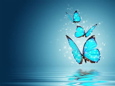 1920x1080px 1080p Free Download Blue Butterflies Glow Water