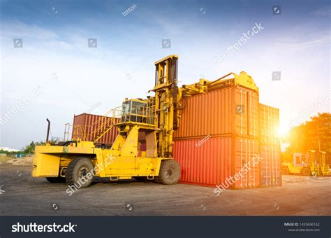 Forklift Lifting Container Container Yard Stock Photo 1433696162