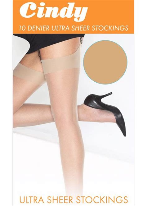 Cindy 10 Denier Ultra Sheer Stockings Legwear Suspender Belt Hosiery