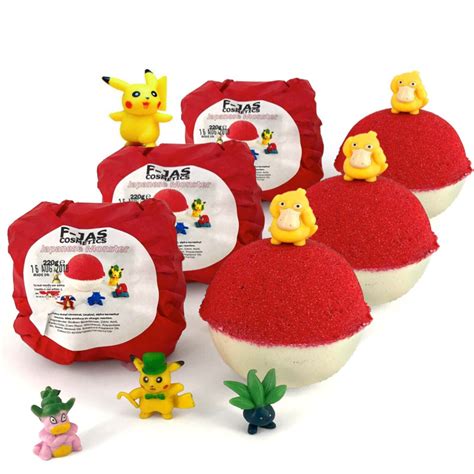 Triple Pack Pokemon Surprise Toy Strawberry Bath Bomb Etsy