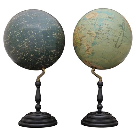 Philips Challenge Globe On Mahogany Stand With Original Philips Record Atlas At 1stdibs