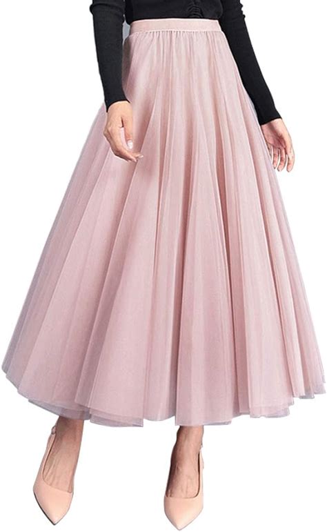 Feoya Women S Maxi Tulle Skirt Tutu Princess Skirt Pleated Midi