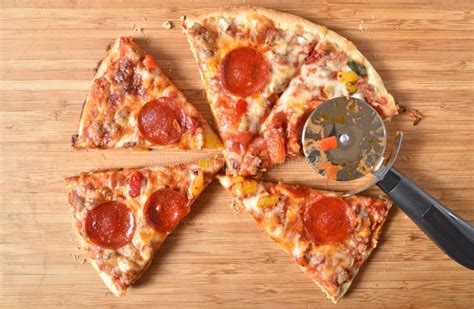 Overhead View Of Sliced Pizza Stock Image Image Of Pizza Serving