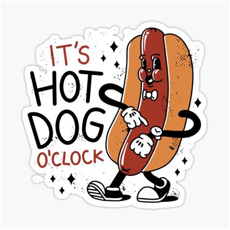 Hot Dog Retro Cartoon Sticker For Sale By Whiteblack2 Redbubble